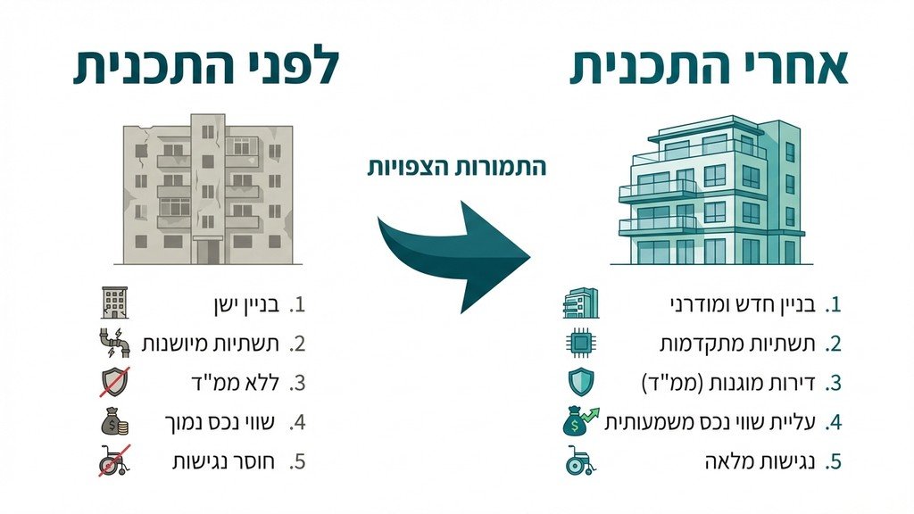 הדמיה של פרויקט התחדשות עירונית מודרני בנתניה
